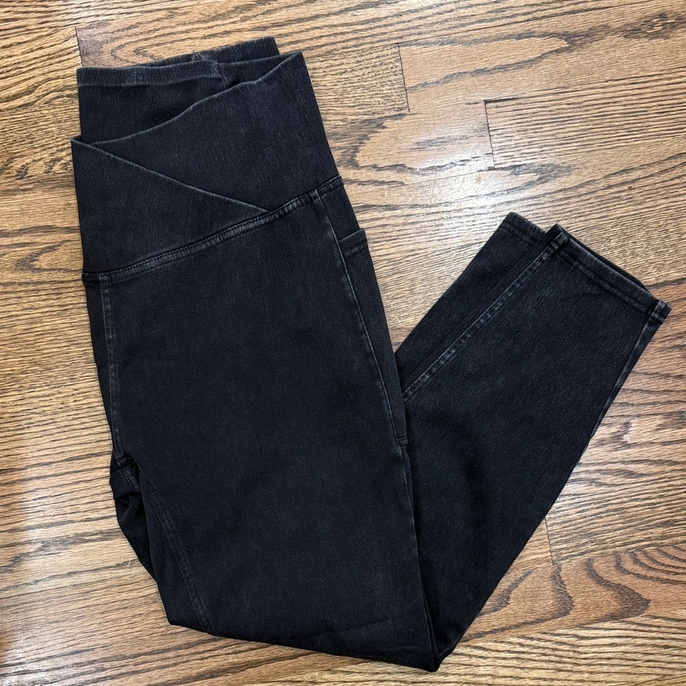 Halara Flex Crossover Pocket Washed Denim Work Leggings Size L 7/8